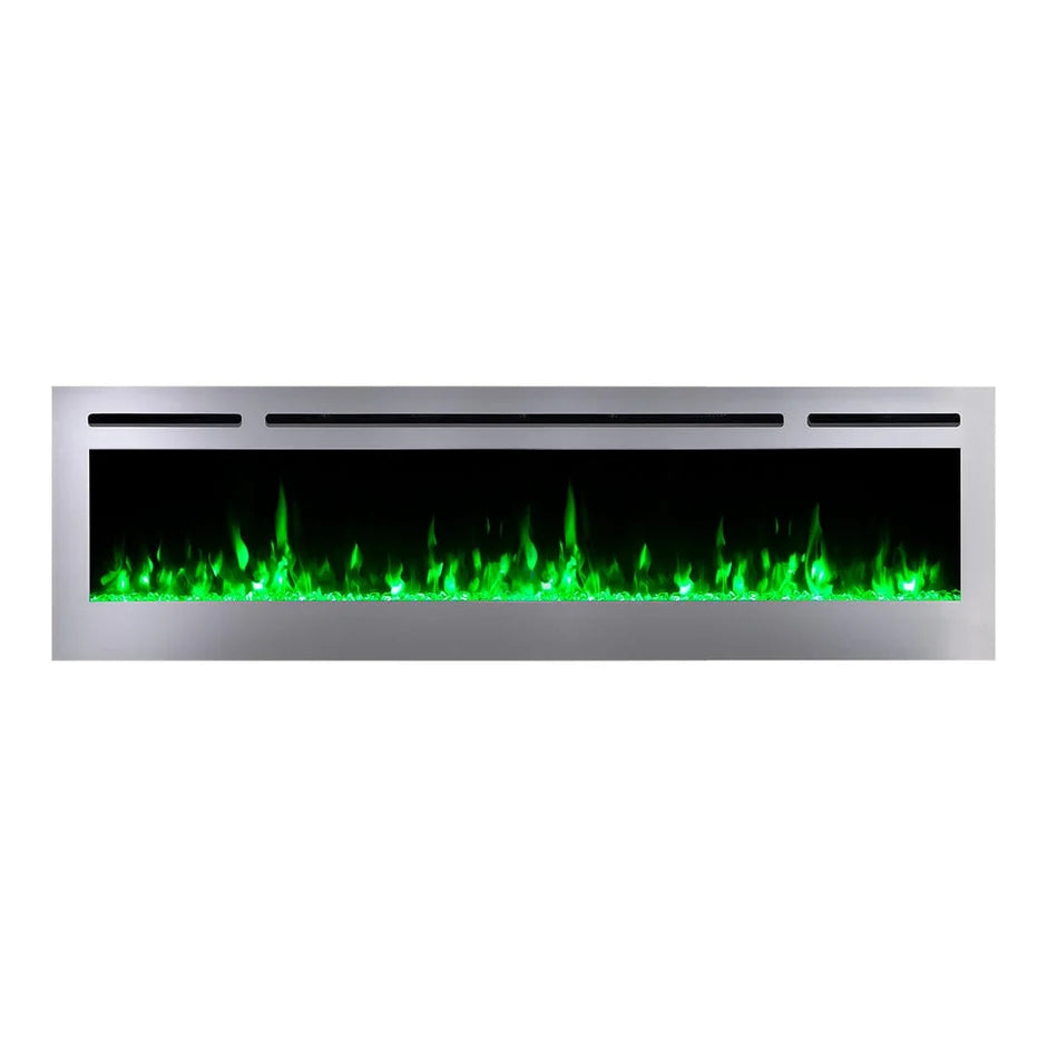 Touchstone Sideline Deluxe 72" Stainless Steel Recessed Smart Electric Fireplace