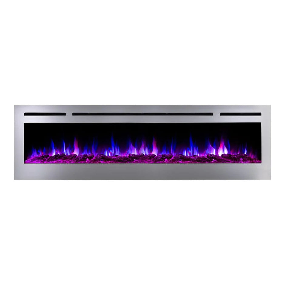Touchstone Sideline Deluxe 72" Stainless Steel Recessed Smart Electric Fireplace