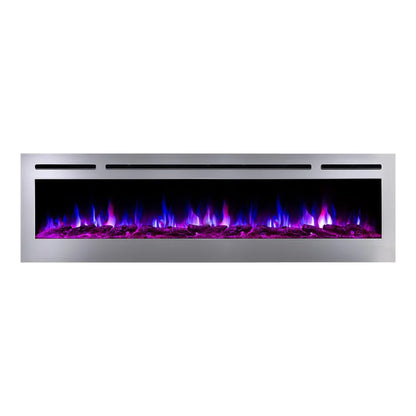 Touchstone Sideline Deluxe 72" Stainless Steel Recessed Smart Electric Fireplace