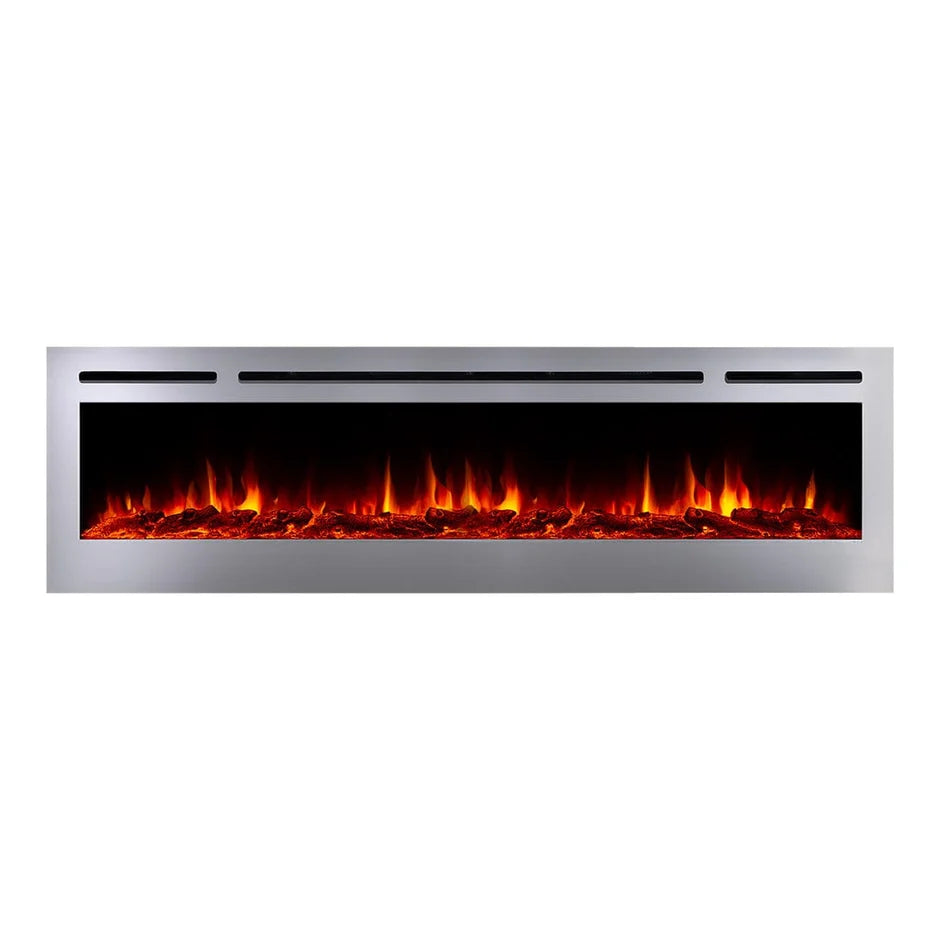 Touchstone Sideline Deluxe 72" Stainless Steel Recessed Smart Electric Fireplace