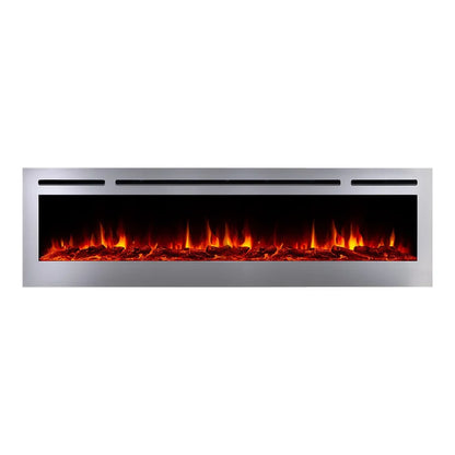 Touchstone Sideline Deluxe 72" Stainless Steel Recessed Smart Electric Fireplace