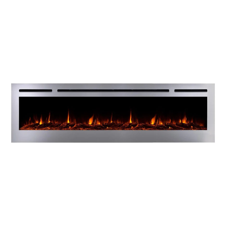 Touchstone Sideline Deluxe 72" Stainless Steel Recessed Smart Electric Fireplace