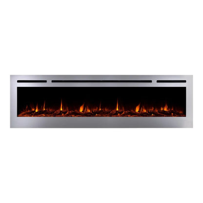 Touchstone Sideline Deluxe 72" Stainless Steel Recessed Smart Electric Fireplace