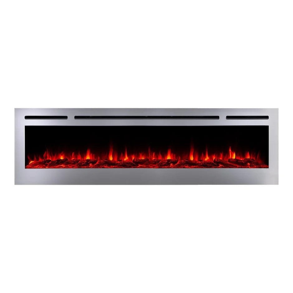 Touchstone Sideline Deluxe 72" Stainless Steel Recessed Smart Electric Fireplace