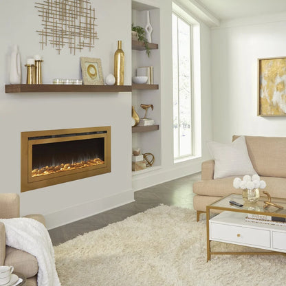 Touchstone Sideline Deluxe 72" Gold Recessed Smart Electric Fireplace