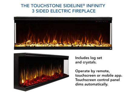 Touchstone Sideline Infinity 50" 3-Sided WiFi Enabled Recessed Electric Fireplace (Alexa/Google Compatible)