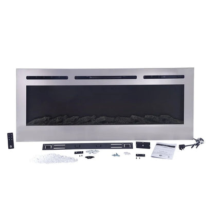 Touchstone Sideline Deluxe 72" Stainless Steel Recessed Smart Electric Fireplace